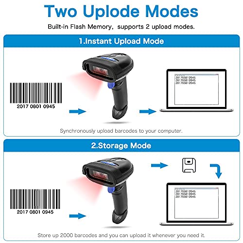 NT-1228BC Bluetooth CCD escáner de código de barras portátil USB inalámbrico 1D CCD códigos de barras Imager para el pago móvil Pantalla de ordenador de pago compatible con iOS y Android