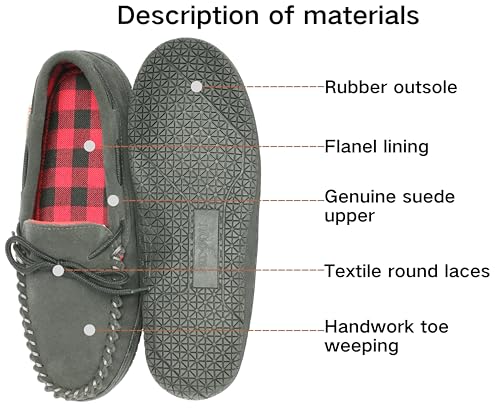 Men's Moccasin Slippers With Tie Cow Suede Memory Foam House Shoes, Indoor And Outdoor Warm Loafer Slipper2