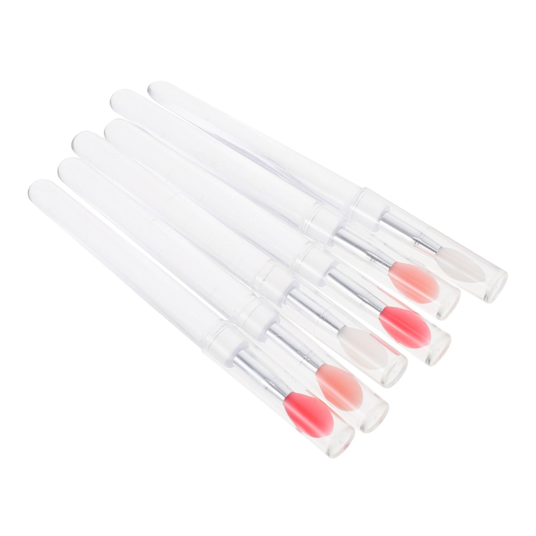 FRCOLOR 6pcs Silicone Lip Makeup Brush Set Lipstick Brush Applicator Eye Shadow Applicator Portable Lip Mask Soft Heads with Cover for Cosmetics