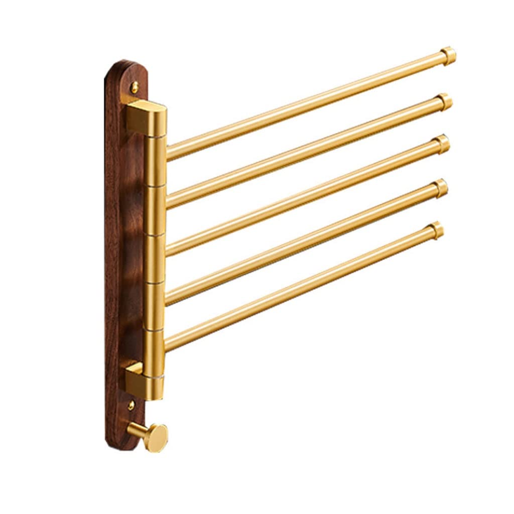 Bathroom Towel Holder Swing Towel Holder Bathroom Swivel Bar Wall Mounted Rotating Rack Space Aluminum 2/3/4/5Bar Shelf Compact Bathroom Storage(4 Bars)