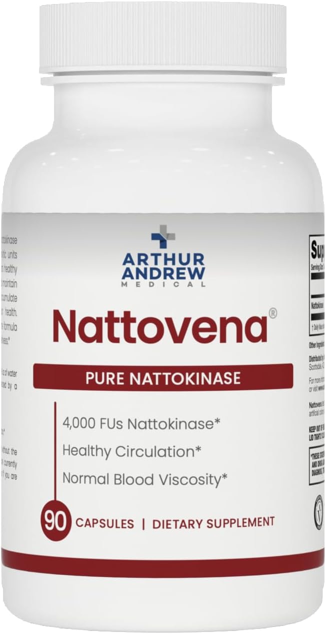 Arthur Andrew Medical, Nattovena, Pure Nattokinase Supplement, Double Strength 4,000 FUs per Capsule, 90