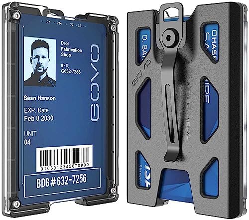 GOVO Badge Holder/Wallet - Durable Polycarbonate ID/Credit Holder with Metal Clip and 4 Cards Slot (Holds 1to 4 Cards) Black