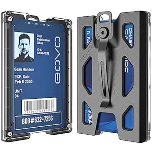 GOVO T4 Badge Holder/Wallet – Durable Polycarbonate ID/Credit Holder with Metal Clip and 4 Cards Slot (Holds 1to 4 Cards) Black