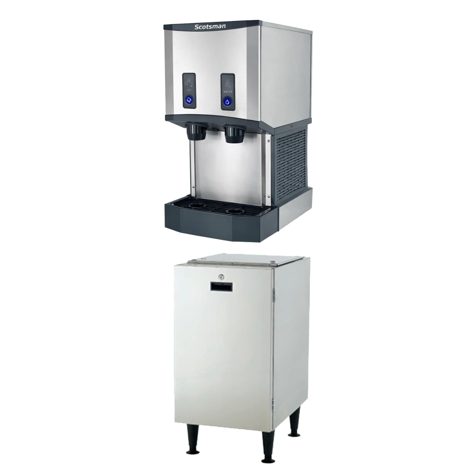 Scotsman Meridian Push-Button Countertop Nugget Ice Maker & Water Dispenser - 500 Lb/Day, 40 Lb Storage Bin, Stand W/Door on Fridge.com - View 3