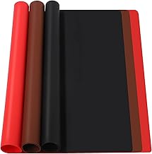 FANDAMEI 3 Pieces Silicone Mat 30 x 40 cm, Silicone Underlay Silicone Film Non-Stick Non-Slip Table Mat Work Mat Counter Mat Craft Mat for Casting Resin, Crafts, DIY Accessories (Red, Brown, Black)