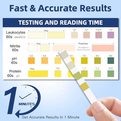 4-in-1 uti test strips 50ct full panel urinary tract infection test kit at home for women men kids urinalysis leukocytes nitrites ph protein urine strip for uti and bladder 50 strips 50 cups