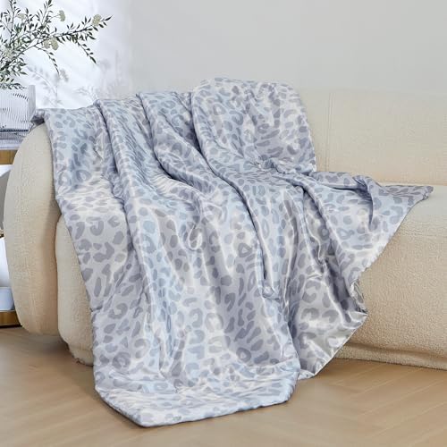 DuShow Gray Satin Throw Blanket 152 x 203 cm,Soft & Cozy Packable