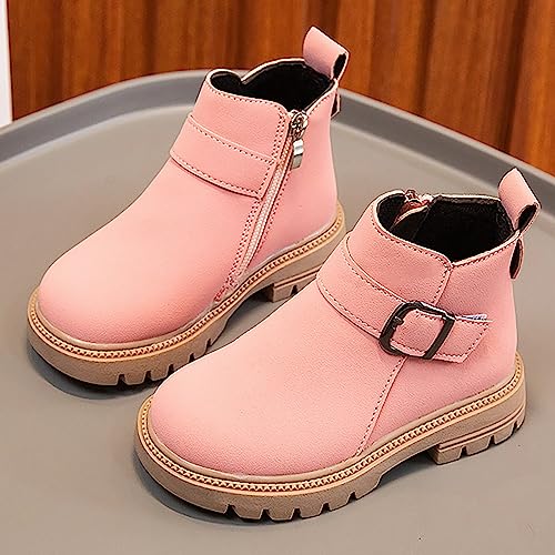 IWIHMIV Girls Short Boots Fashion Non Slip Ankle Booties Soft Sole Comfortable Winter Shoes with Zipper for Toddler2