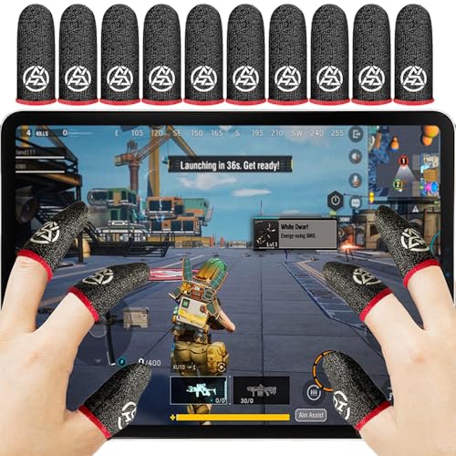 PXIRQ Paquete de 10 fundas para dedos Pro Gaming: fibra plateada de 0,3 mm, alta sensibilidad, antisudor y transpirables, para PUBG/Fortnite/COD, se adapta a todos los dispositivos de pantalla táctil