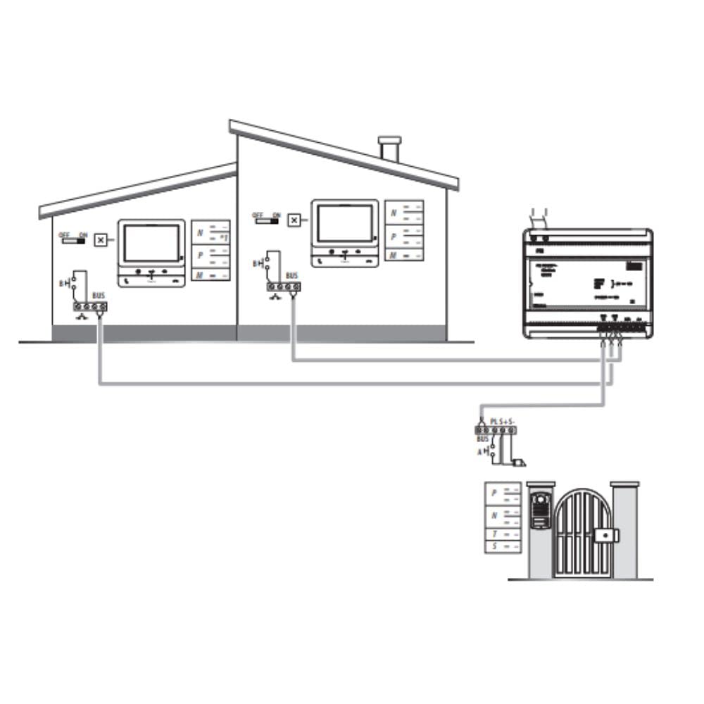 Generico Kit Videocitofono Vivavoce Bifamiliare IP54 Cavo Citofonico 2 Fili 25 Metri Faro Led 20 Watt Bianco Illuminare Ingresso