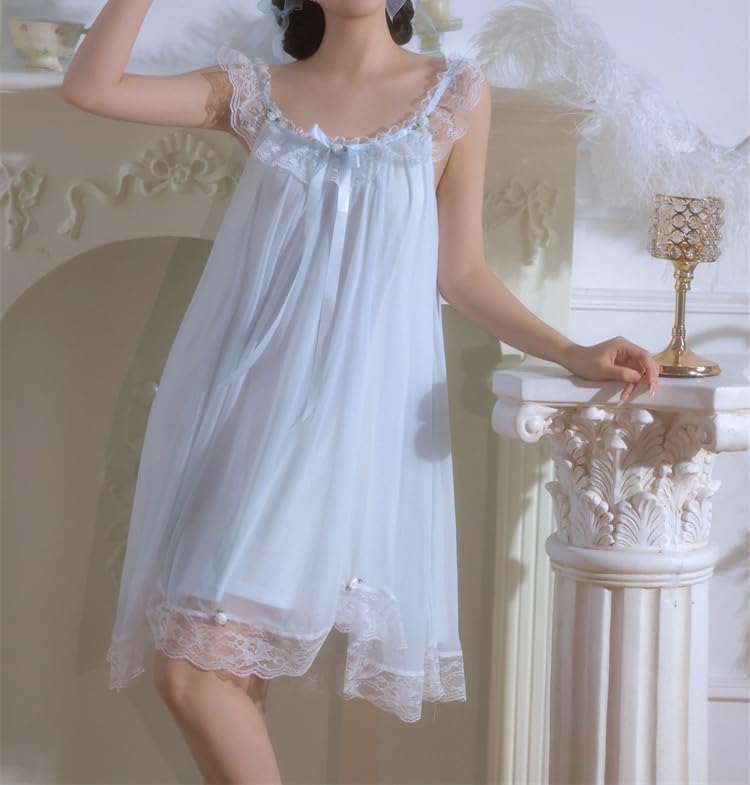 Womens' Lace Nightdress Vintage Chemises Summer Sleepwear Lounger Pajamas Victorian Housedress Bridal Nighties - Image 4