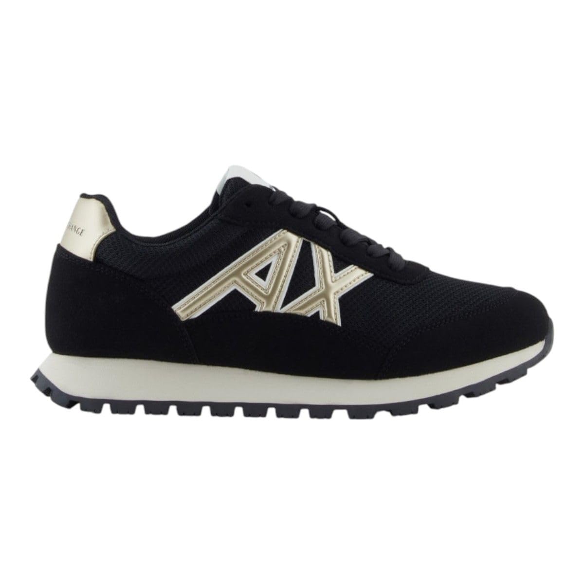 Armani Exchange Black Sneakers In Mesh And Microsuede