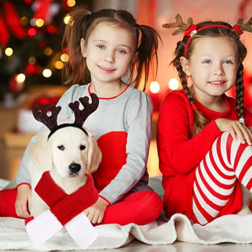 KungFu Mall Hundeweihnachtsoutfit Kleines Hundekostüm Weihnachten Rentier Geweih Mütze & Schal Weihnachten Rot Kostüm Anzug Haustier Weihnachtskostüm
