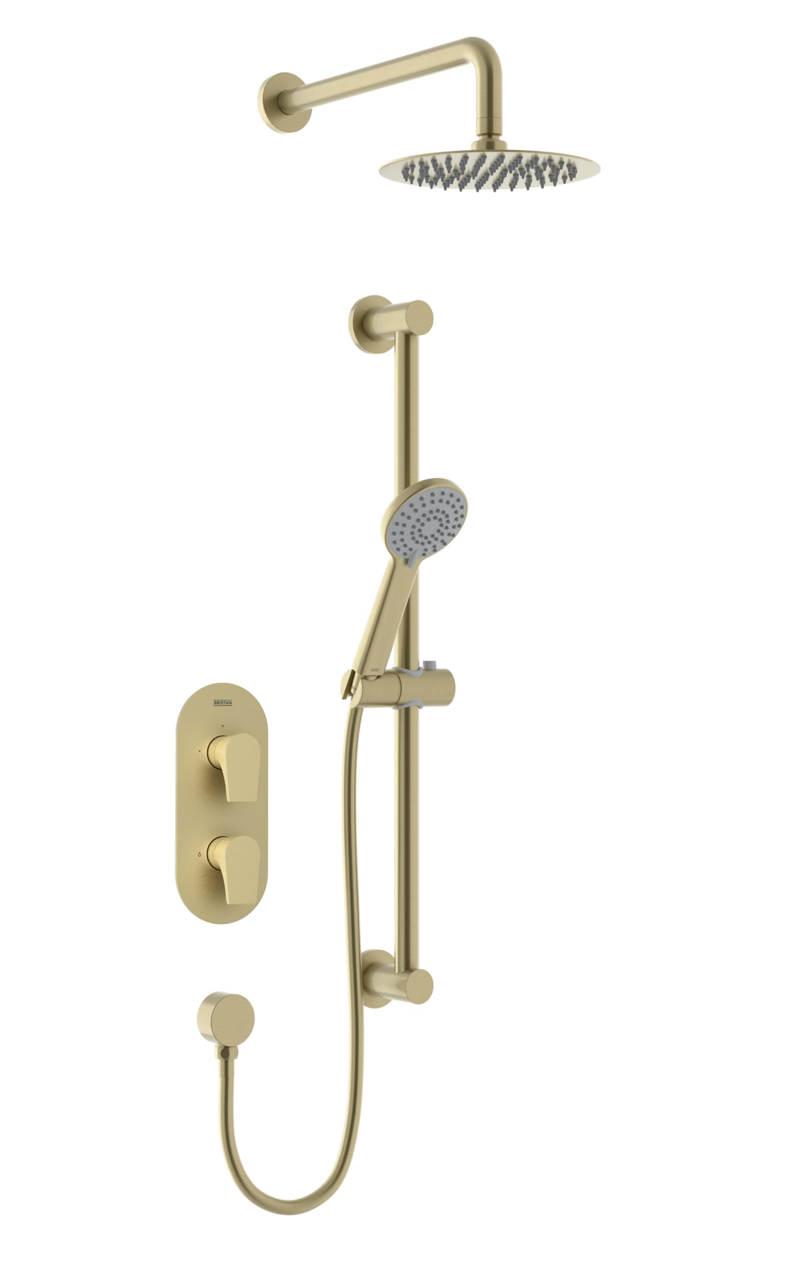 Bristan Hourglass, Concealed Thermostatic Shower Kit With Two Outlets, Safe Touch Technology, Brushed Brass Finish 5014868100395