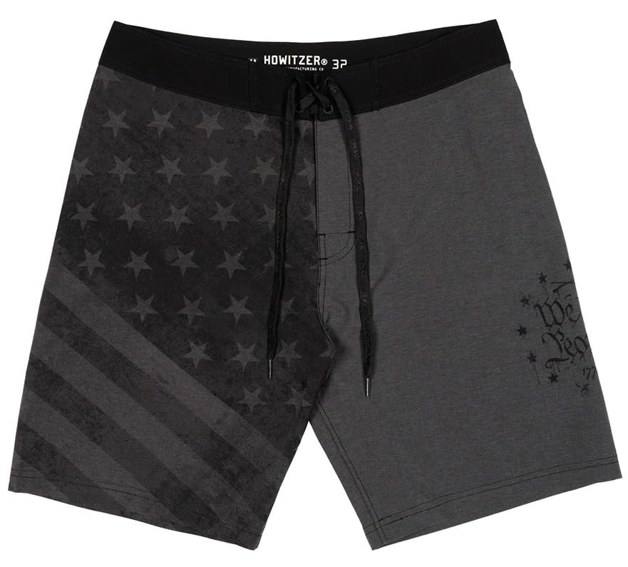 Howitzer Men’s Patriotic Board Shorts – “We The People” American Flag Swim Trunks – 11