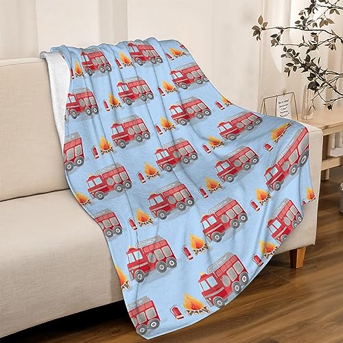 Image of Fire Truck Fleece Throw Blanket - Super Soft, Cozy Flannel, Air Conditioning, 80x60 in for Adults