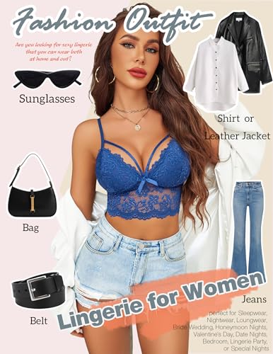 Image of Avidlove Lace Bralette for Women Lingerie Spaghetti Adjustable Strap Tank Camisole Crop Top
