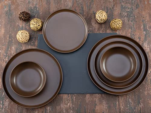creaTable, Uno Braun, 12-teiliges Teller Set aus Steinzeug – Ansicht 6