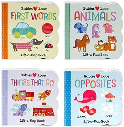 4 Pack Chunky Lift-a-Flap Board Books: First Words/Animals/Opposites/Things That Go (Babies Love) Board book – March 15, 2017