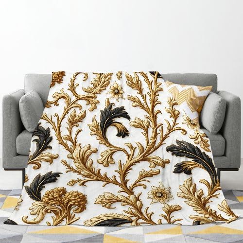 Manta para Sofá 240 x 260 Hojas Amarillas, Mullida Mantas para Cama 180 de Franela, Cálida Reversible Manta Polar de Microfibra para Cubre Colchas, 260x240 cm