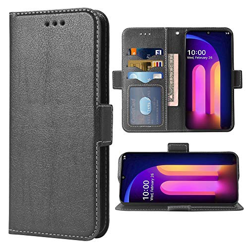 Compatible with LG V60 ThinQ V60ThinQ 5G G9 Thin Q Folio Flip Wallet Case,PU Leather Credit Card Holder Slots Heavy Duty Full Body Protection Kickstand Phone Cover for LGV60 V 60 60ThinQ 60V Black