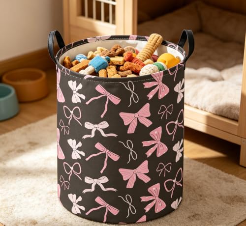 Image of 19.7 inch Laundry Basket,Waterproof Clothes Hamper,Room Decor,Gift Baskets(Bowknot)