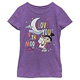 Dispicable Me Girls Minions Moon Love Short Sleeve Tee T Shirt, Purple Berry, Medium US
