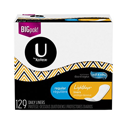 U by Kotex Lightdays Liners, Thin, Regular, Unscented (Pack of 6)
