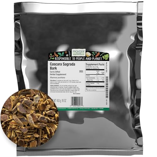 Frontier Bulk Cascara Sagrada Bark (Aged), Cut & Sifted, 1 lb. package