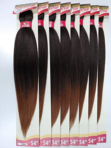 (Pack of 8) Afreezm Pre Stretched Silky Braiding Hair 100% Kanekalon Afrelle Fiber (54 Inches / 85 Grams) (1B / 30)