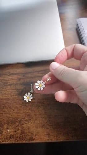 EVELYN Orecchini A Margherita In Argento 925 E Placcato Oro – 25x15 Mm – Ipoallergenici Per Donne E Ragazze – Regalo In Scatola Portagioie - 5