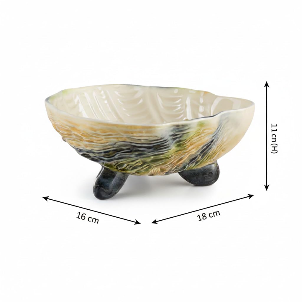 Petit bol en céramique de 18 cm, aspect coquille d'huître, en grès fabriqué
