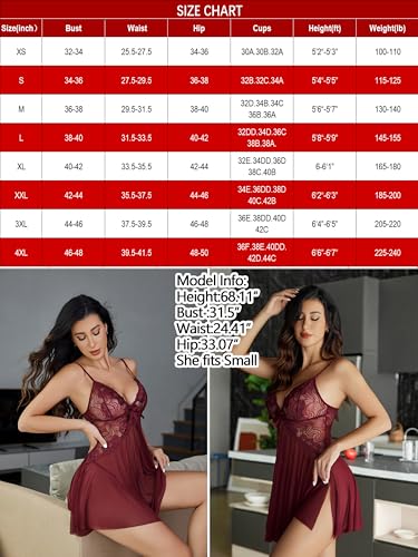 Image of Avidlove Women Lace Lingerie Babydoll Sexy Chemise Exotic Nightgowns Bridal Nightdress