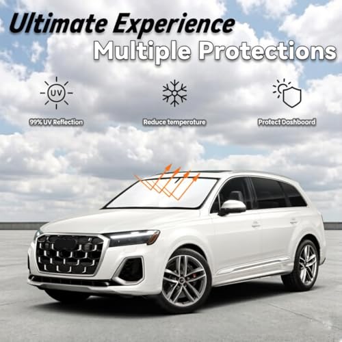 Image of Car Front Windshield Sun Shade for Telluride Q7 2016-2025, Car Window SunShades Shield Cover Visor Protector with 240T Reflective Fabric UV & Sun Heat Protection Accessories