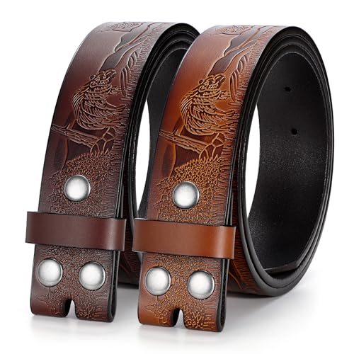 2 Pack Western Leather Belt without Buckle, Mens Western Belt Cowboy Belts for Men Women Cowgirl Belt for Jeans
