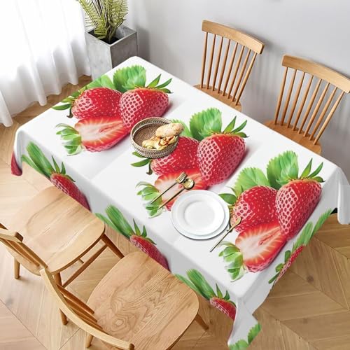 Nappe fraise 152x228 cm lavable : nappe de table cuisine, fête et mariage