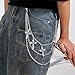 Gothic Cross Pants Chain for Men Women, 3-Layer Silver Alloy Punk Jeans Chain with Lobster Clasps, Metal Belt Chain for Wallet, Keys & Streetwear Fashion