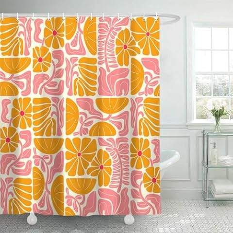 DeeCabin Boho Floral Shower Curtain Set Cover