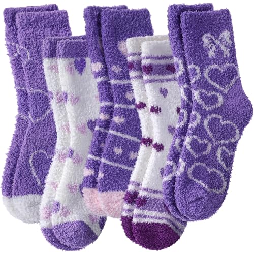 Image of LINEMIN Womens Fuzzy Socks Cozy Fluffy Winter Warm Slipper Socks Microfiber Soft Home Sleeping Socks