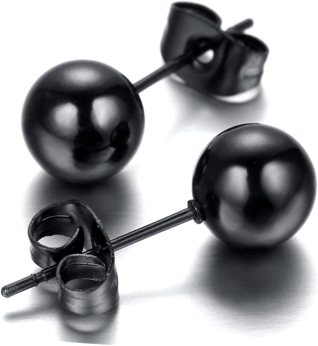 COLLBATH 1pair Ball Prevent Allergy Earrings Stainless Steel Ear Studs Women Jewelry Earring Studs Ball Lock for Piercing