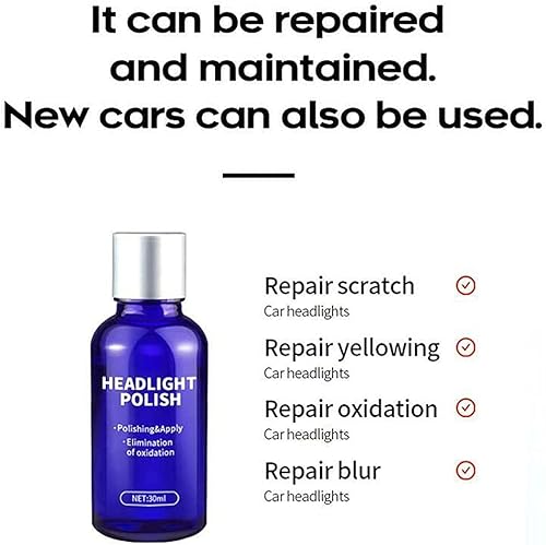 Miniatura 4 de 9H Cubierta de faros Len Restorer Limpiador de reparación de pulimento líquido, kit de reparación de lentes de faros delanteros, limpiador de faros