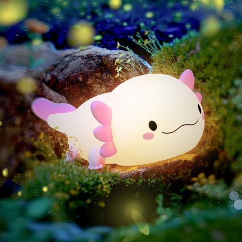 UNEEDE Axolotl Night Light for Kids,Animal Silicone Nursery Night Lamp