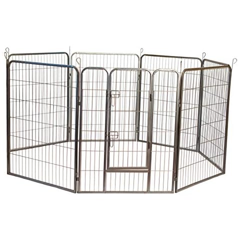 Iconic Pet Heavy duty Dog playpen for The Yard, 48" Height 8 panels dog fence, foldable Puppy Playpen for Medium large Dog Portable Dog Playpen Exercise Pen for Indoor Outdoor, Pet Playpen Fence Cover