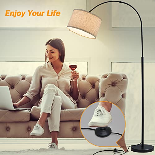 Gyrovu Arc Floor Lamp For Living Room, Standing Tall Arc Lamp Tall Rotatable Adjustable Hanging Floor Lamp Modern Pole Lamp Arched Reading Light With Foot Switch Marble Base,Bulb Included #TOP4