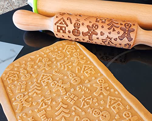 Gingerbread-Embossed-Rolling-Pin Gingerbread Embossed Rolling Pin