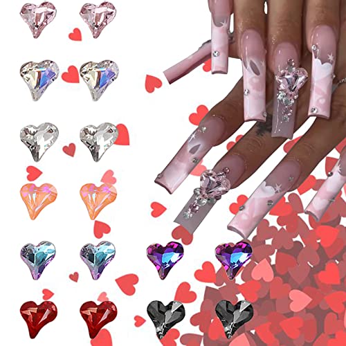 Nail Art Rhinestones Gems Nail Charms For Acrylic Nails 3D Heart Nail Art Supplies Luxurious Shiny Nail Accessories 8.5*9Mm Crystal Pointed Back Design Nail Rhinestones For Women Nail Decorations. #TOP21