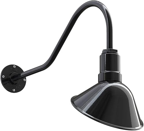 Steel Lighting Co. Venice Store - Luz de letrero  para pared decorativa de restaurante al aire libre  cúpula de 9 pulgadas  cuello de cisne de 23