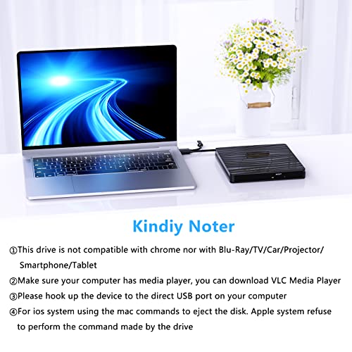 Qdsylq External Cd/Dvd Drive For Laptop, Usb 3.0 & Type-C Portable Cd Dvd +/-Rw Burner Optical Drive Reader Writer Dvd Player For Laptop Imac Pc Desktop Macbook, Windows 11/10/8/7/Xp/Linux/Macos #TOP6