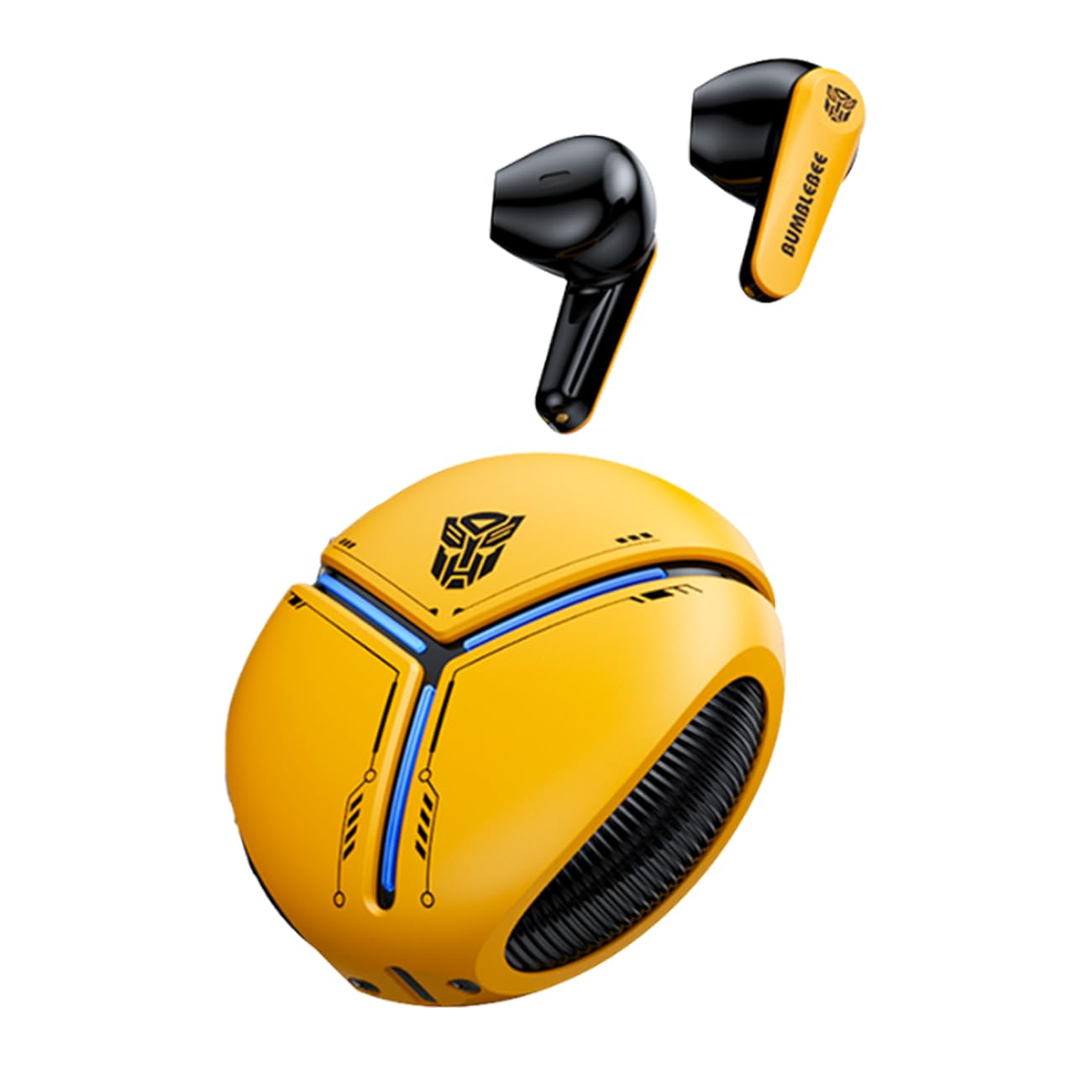 Transformers TF-T30 Bluetooth TWS Wireless Earbuds with Energy Core Design Passive Noise Cancelling Semi-in-Ear Cool HiFi HD Calling Music Game Modes Low Latency Sports Earphones (Yellow Bumblebee)