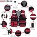 MELOTOUGH Tool Vest for Men Reflective Safety Tool Vest with Removable Phone Holder,Retractable Pen Holder for Electrician,Construction,Carpenters(Red)